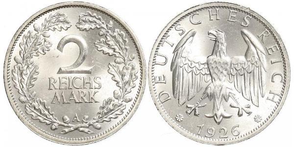 2 Reichsmark Weimar Republic (1918-1933) Silver 