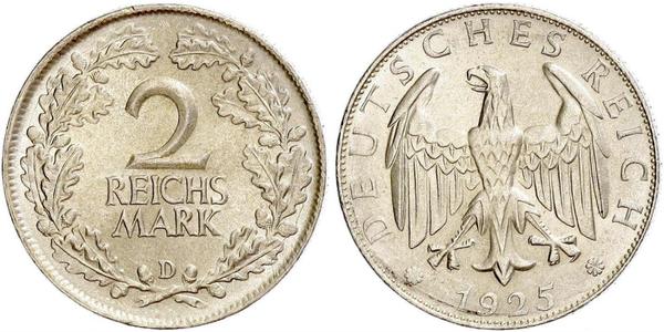 2 Reichsmark Weimar Republic (1918-1933) Silver 