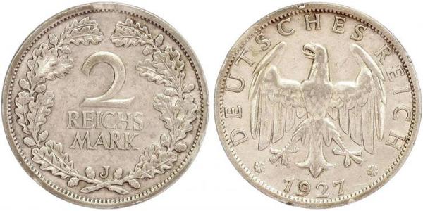 2 Reichsmark Weimar Republic (1918-1933) Silver 
