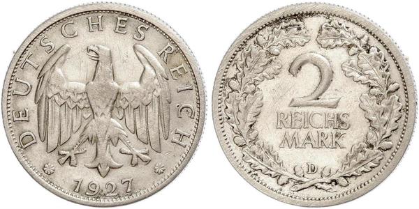 2 Reichsmark Weimar Republic (1918-1933) Silver 