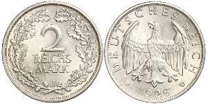 2 Reichsmark Веймарская республика (1918-1933) Серебро 