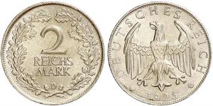 2 Reichsmark Веймарская республика (1918-1933) Серебро 