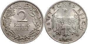 2 Reichsmark Веймарская республика (1918-1933) Серебро 