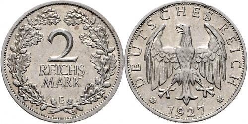 2 Reichsmark Веймарская республика (1918-1933) Серебро 