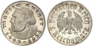 2 Reichsmark Третий рейх (1933-1945) Серебро Лютер, Мартин
