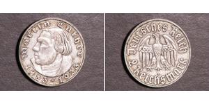2 Reichsmark Третий рейх (1933-1945) Серебро Лютер, Мартин