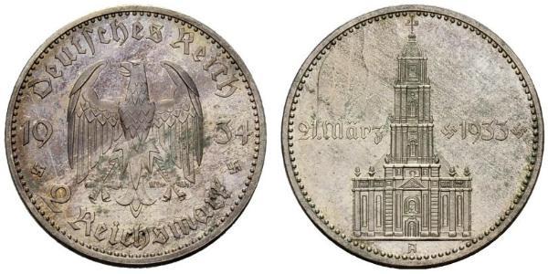 2 Reichsmark Третий рейх (1933-1945) Серебро 