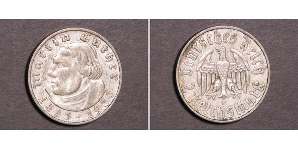 2 Reichsmark Третий рейх (1933-1945) Серебро Лютер, Мартин