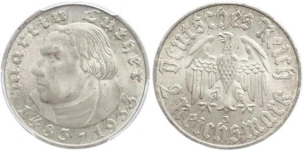 2 Reichsmark Третий рейх (1933-1945) Серебро Лютер, Мартин