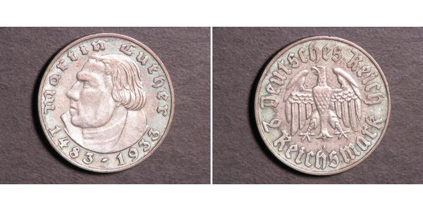 2 Reichsmark Третий рейх (1933-1945) Серебро Лютер, Мартин