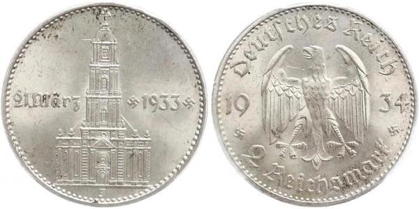 2 Reichsmark Третий рейх (1933-1945) Серебро 