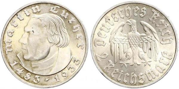 2 Reichsmark Третий рейх (1933-1945) Серебро Лютер, Мартин