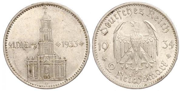 2 Reichsmark Третий рейх (1933-1945) Серебро 