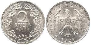 2 Reichsmark Веймарська республіка (1918-1933) Срібло 