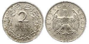 2 Reichsmark Веймарська республіка (1918-1933) Срібло 