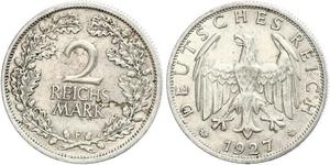 2 Reichsmark Веймарська республіка (1918-1933) Срібло 