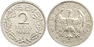 2 Reichsmark Веймарська республіка (1918-1933) Срібло 