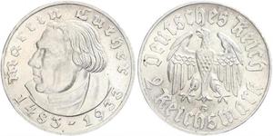 2 Reichsmark Третій рейх (1933-1945) Срібло Мартін Лютер