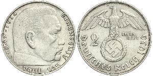 2 Reichsmark Третій рейх (1933-1945) Срібло Пауль фон Гінденбург