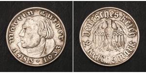 2 Reichsmark Третій рейх (1933-1945) Срібло Мартін Лютер