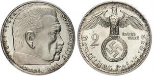 2 Reichsmark Третій рейх (1933-1945) Срібло Пауль фон Гінденбург