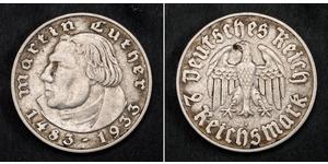 2 Reichsmark Третій рейх (1933-1945) Срібло Мартін Лютер