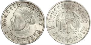 2 Reichsmark Третій рейх (1933-1945) Срібло Мартін Лютер