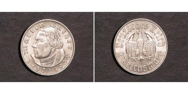 2 Reichsmark Третій рейх (1933-1945) Срібло Мартін Лютер