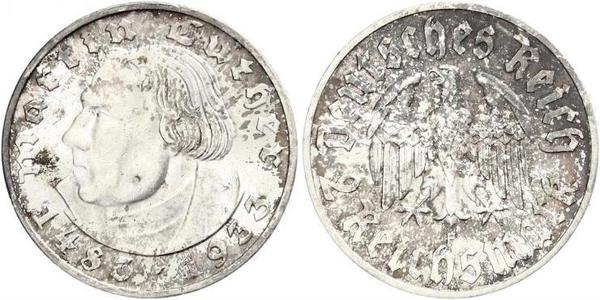 2 Reichsmark Третій рейх (1933-1945) Срібло Мартін Лютер