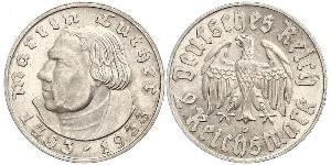 2 Reichsmark 納粹德國 (1933 - 1945) 銀 馬丁·路德
