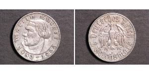 2 Reichsmark 納粹德國 (1933 - 1945) 銀 馬丁·路德
