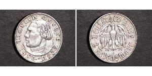 2 Reichsmark 納粹德國 (1933 - 1945) 銀 馬丁·路德