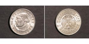 2 Reichsmark 納粹德國 (1933 - 1945) 銀 馬丁·路德