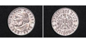 2 Reichsmark 納粹德國 (1933 - 1945) 銀 馬丁·路德
