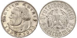 2 Reichsmark 納粹德國 (1933 - 1945) 銀 馬丁·路德