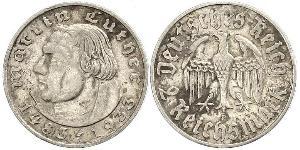 2 Reichsmark 納粹德國 (1933 - 1945) 銀 馬丁·路德