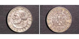 2 Reichsmark 納粹德國 (1933 - 1945) 銀 馬丁·路德