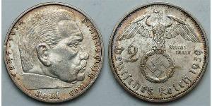 2 Reichsmark 納粹德國 (1933 - 1945) 銀 保罗·冯·兴登堡 (1847 - 1934)