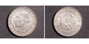 2 Reichsmark 納粹德國 (1933 - 1945) 銀 馬丁·路德