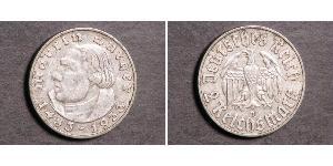 2 Reichsmark 納粹德國 (1933 - 1945) 銀 馬丁·路德