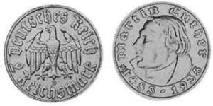2 Reichsmark 納粹德國 (1933 - 1945) 銀 馬丁·路德