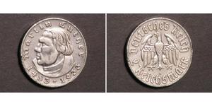 2 Reichsmark 納粹德國 (1933 - 1945) 銀 馬丁·路德