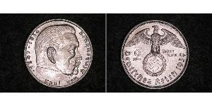 2 Reichsmark 納粹德國 (1933 - 1945) 銀 保罗·冯·兴登堡 (1847 - 1934)