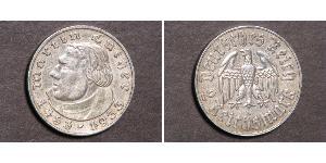 2 Reichsmark 納粹德國 (1933 - 1945) 銀 馬丁·路德