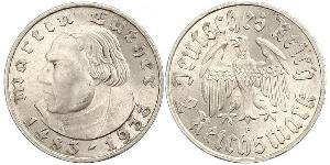 2 Reichsmark 納粹德國 (1933 - 1945) 銀 馬丁·路德
