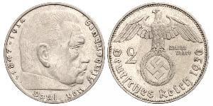 2 Reichsmark 納粹德國 (1933 - 1945) 銀 保罗·冯·兴登堡 (1847 - 1934)