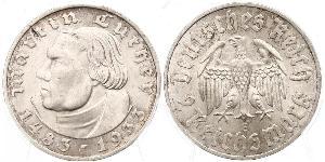 2 Reichsmark 納粹德國 (1933 - 1945) 銀 馬丁·路德