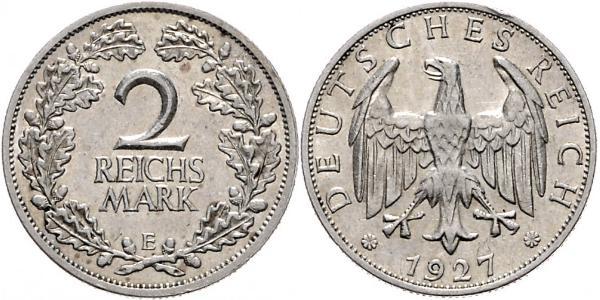 2 Reichsmark 魏瑪共和國 (1919 - 1933) 銀 
