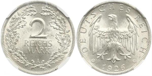 2 Reichsmark 魏瑪共和國 (1919 - 1933) 銀 