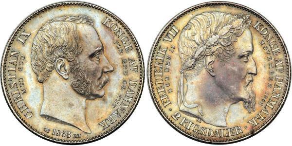 2 Rigisdaler Danemark Argent 